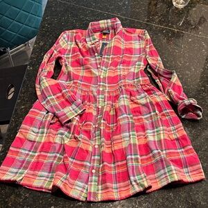 Ralph Lauren Pink Plaid Shirt dress girls 16 years. New!